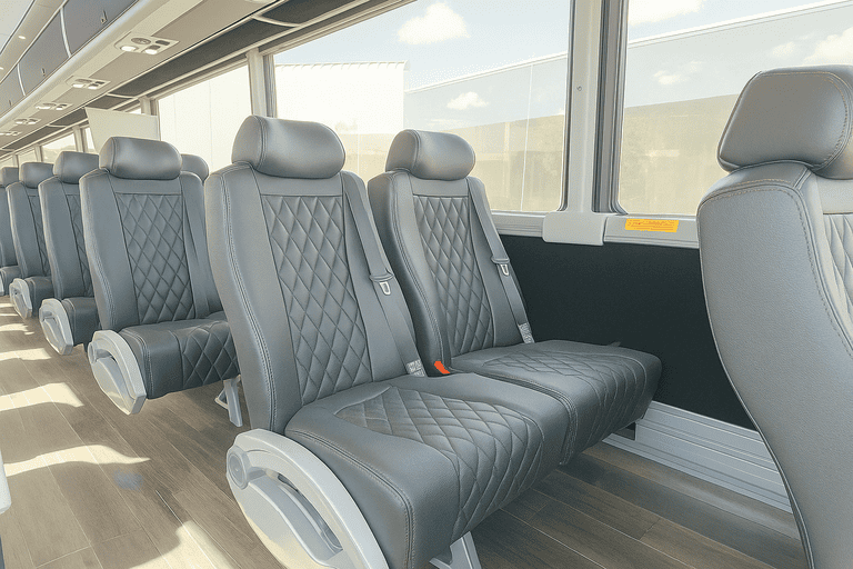 interior of Napa Minibus Company charter bus